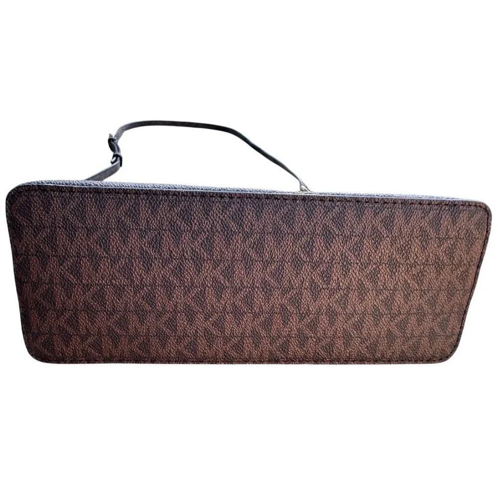 Michael Kors Dome Crossbody Bag Bl‎ Patent Leather Brown Monogram Gold Hardware